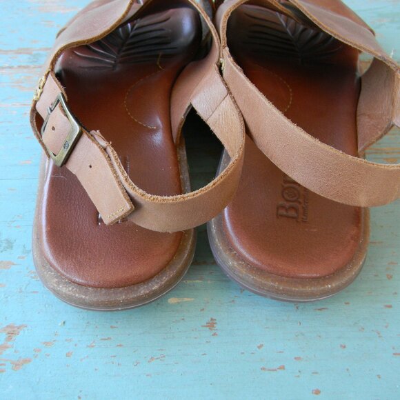 Born Chisana TAN/Brown Leather Sling Back Criss Cross Flat Comfort SZ 11 - Picture 5 of 8